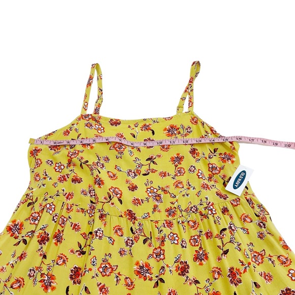 Old Navy Yellow Multicolored Floral Tiered Swing Dress, Petite Size Medium - Picture 10 of 15
